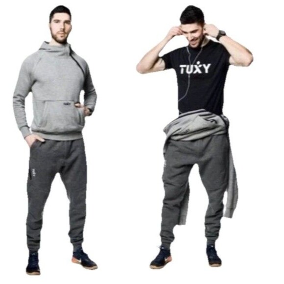 Tuxy XXL Men's One Piece Jumpsuit Hoodie Loungewear Sweats Joggers Gray Zip Up - Picture 1 of 16